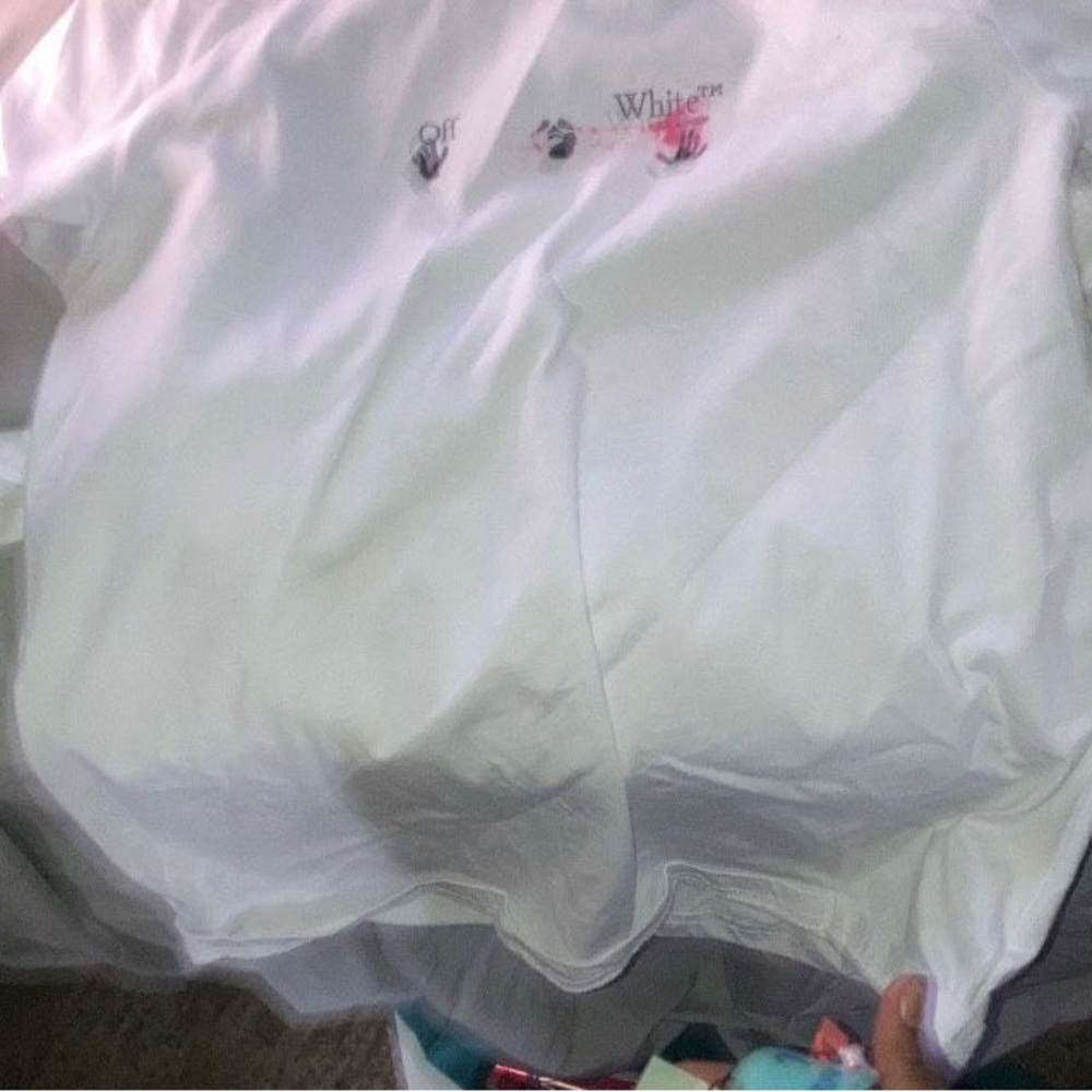 White pink and black offwhite tshirt